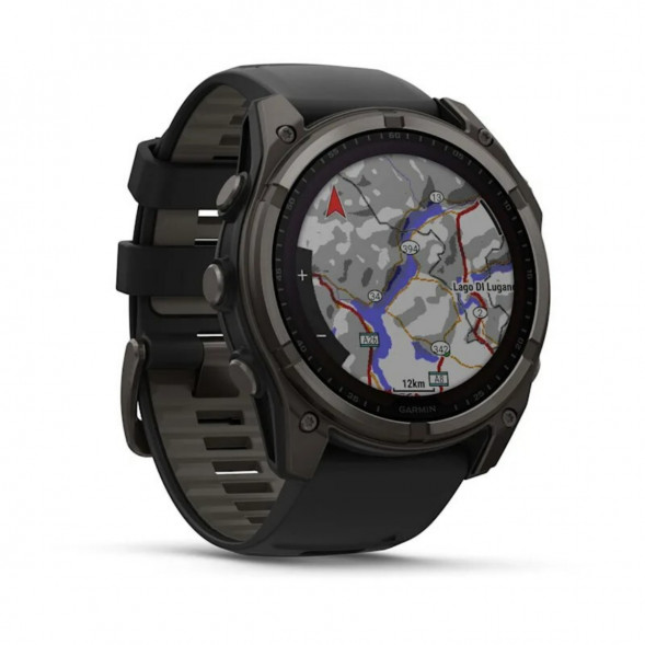 Умные часы Garmin Fenix 8, 51 мм, Solar, Sapphire Carbon Gray DLC Titanium with Black/Pebble Gray Silicone 010-02907-10 в Архангельске