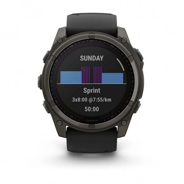 Умные часы Garmin Fenix 8, 51 мм, Solar, Sapphire Carbon Gray DLC Titanium with Black/Pebble Gray Silicone 010-02907-10 в Архангельске