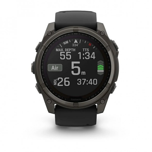 Умные часы Garmin Fenix 8, 51 мм, Solar, Sapphire Carbon Gray DLC Titanium with Black/Pebble Gray Silicone 010-02907-10 в Архангельске
