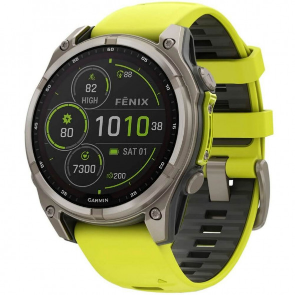 Умные часы Garmin Fenix 8, 51 мм, Solar, Sapphire Titanium with AMP Yellow/Graphite Silicone Band 010-02907-20 в Архангельске