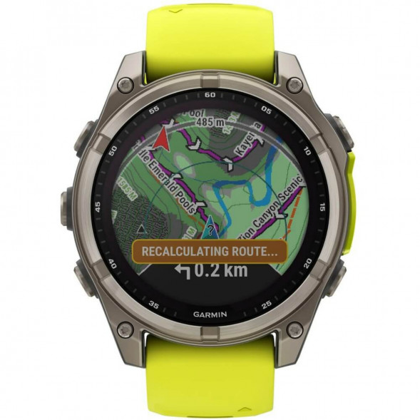 Умные часы Garmin Fenix 8, 51 мм, Solar, Sapphire Titanium with AMP Yellow/Graphite Silicone Band 010-02907-20 в Архангельске