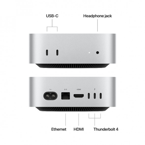 Компьютер Apple Mac mini M4 2024 (MU9D3) (10 Core GPU, 16ГБ, 256ГБ SSD, Apple, macOS), серебристый в Архангельске